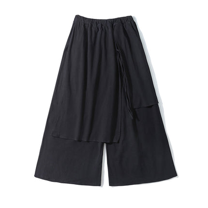 Dark Aesthetic Wide-Leg Skirt Pants | Guochao Harajuku Fusion