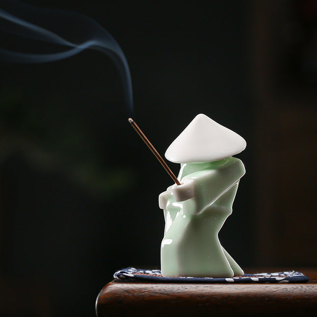 Creative Ceramic Samurai Knight Incense Burner Tray | Unique Desktop Ornament for Home Décor