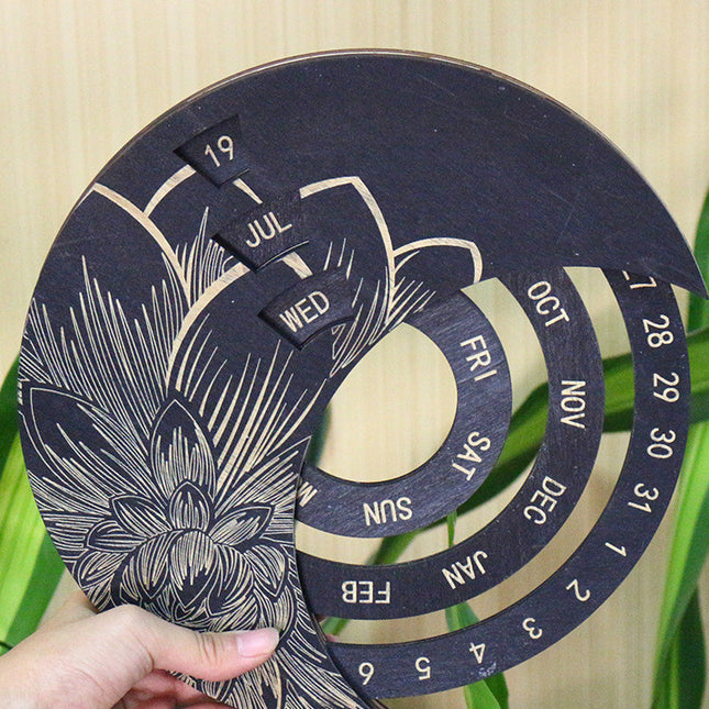 New Year Wooden Wall Calendar | Custom Round Perpetual Calendar for Year-Round Motivation