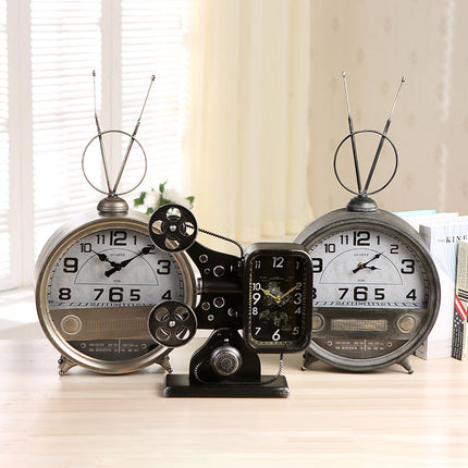 Retro Wrought Iron Movie Projector Desk Clock | Nostalgic Home Décor