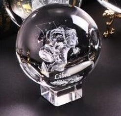 Laser-Engraved Zodiac Crystal Sphere | Astrological Display Ornament