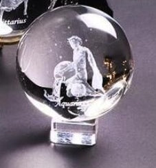 Laser-Engraved Zodiac Crystal Sphere | Astrological Display Ornament