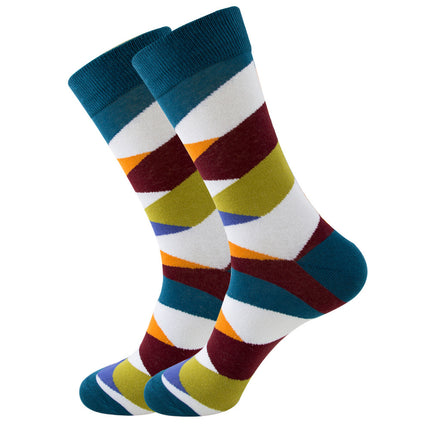 Striped Wave Pattern Socks | Square Tube Design for Men & Women