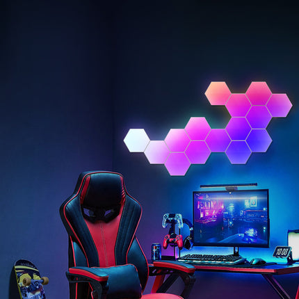 Smart Hexagonal Quantum Lamp | Graffiti Bedside & Wall Light | E-Sports Ambient Honeycomb Lamp