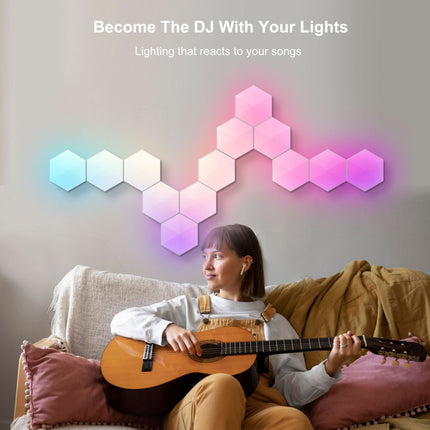 Smart Hexagonal Quantum Lamp | Graffiti Bedside & Wall Light | E-Sports Ambient Honeycomb Lamp