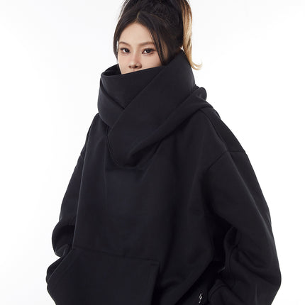 High Neck Hooded Sweatshirt | Functional Streetwear Style Coat for Urban Vibes