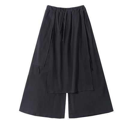 Dark Aesthetic Wide-Leg Skirt Pants | Guochao Harajuku Fusion
