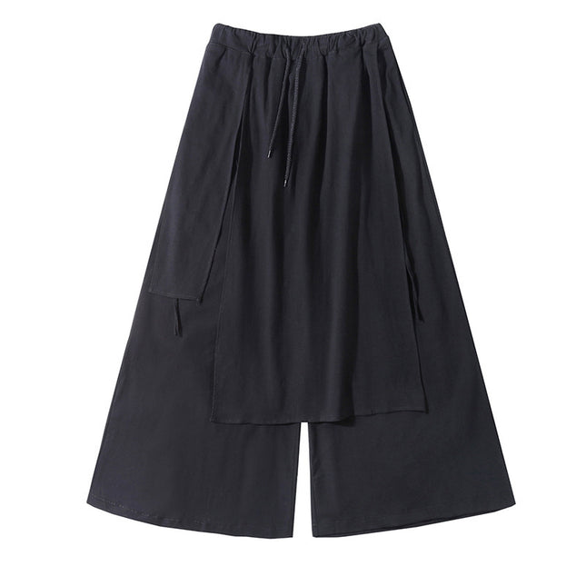 Dark Aesthetic Wide-Leg Skirt Pants | Guochao Harajuku Fusion
