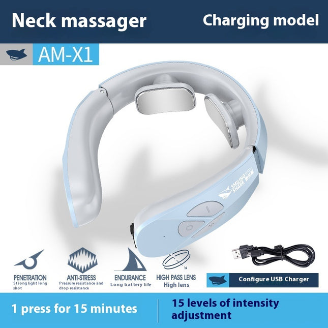 Rechargeable Electric Neck Massager | EMS Pulse Therapy with Heat for Neck Pain Relief from Computer Use