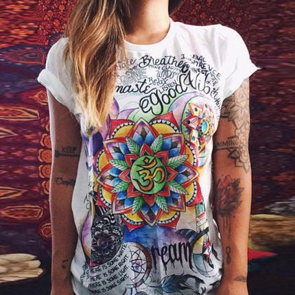 Punk Rock Sunflower Graphic Tee – Vintage Letter Print Fashion Statement