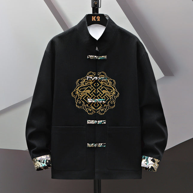 Embroidered Chinese Coat with Decorative Buckle | Traditional Costume Jacket