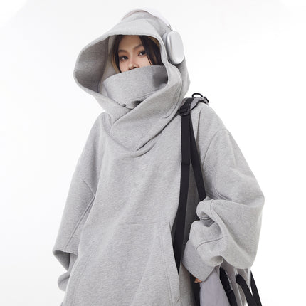 High Neck Hooded Sweatshirt | Functional Streetwear Style Coat for Urban Vibes