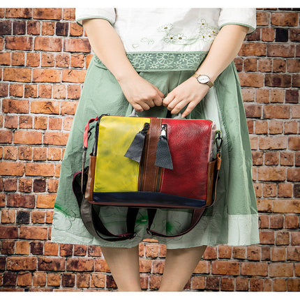 Retro Street Style Shoulder Bag | Multi-Functional Color Rubbing Design