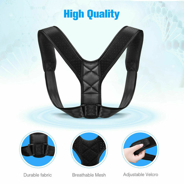 Adjustable Posture Corrector for Men & Women – Upper Back Pain Relief & Clavicle Support