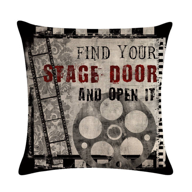 Retro Movie Subtitles Pillowcase | Linen Cushion Cover for Home and Office